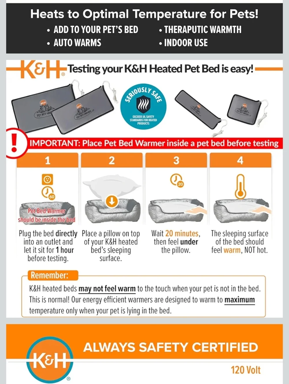 K&H Pet Bed Warmer Pad in Gray with Black Trim Small Size, For Cats & Dogs - Picture 9 of 10